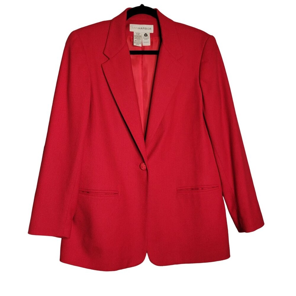 Vintage‎ Women's 8 Wool Blend Red Blazer Jacket Business Career Old Money Preppy